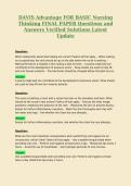 DAVIS Advantage FOR BASIC Nursing Thinking PAPER Questions and Answers Verified Solutions Latest Update 