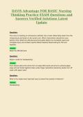 DAVIS Advantage FOR BASIC Nursing Thinking TEST Questions and Answers Verified Solutions Latest Update