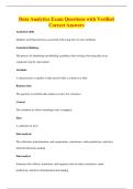 Data Analytics Exam Questions with Verified&NewLine;Correct Answers