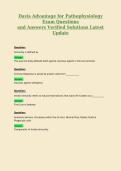 Davis Advantage for Pathophysiology Exam Questions and Answers Verified Solutions Latest Update 2