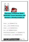 Pharmacy Technician Math 1 Exam 2026&sol;2027 &vert; 20 Questions & Correct Answers &vert; Dosage Calculations&comma; Dilutions&comma; Alligation&comma; Days Supply&comma; Conversions & Compounding