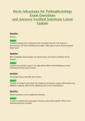 Davis Advantage for Pathophysiology Exam Questions and Answers Verified Solutions Latest Update