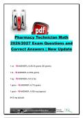 Pharmacy Technician Math Exam 2026&sol;2027 &vert; 50&plus; Questions & Correct Answers &vert; Dosage Calculations&comma; IV Flow Rates&comma; Alligation&comma; Dilutions&comma; Compounding & Days Supply