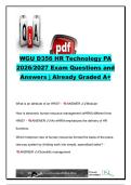 WGU D356 HR Technology PA 2026&sol;2027 &vert; 70&plus; Questions & Answers &vert; HRIS&comma; eHRM&comma; SDLC&comma; HR Analytics&comma; Security & Workforce Planning &vert; D356 &vert; Western Governors University &lpar;WGU&rpar;