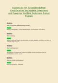 Essentials OF Pathophysiology Certification Evaluation Questions and Answers Verified Solutions Latest Update