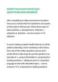 Health Assessment week 2 quiz QUESTIONS AND ANSWERS