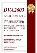 DVA2603 ASSIGNMENT 2 SEMESTER 2 2026 - COMPLETE ANSWERS
