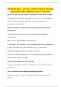NUR125&colon; Key Concepts in Professional Nursing&NewLine;Questions with Verified Correct Answers