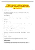 NUR2214 Module 1&colon; Clinical Judgment&comma;&NewLine;Leadership & Pain Questions with Verified&NewLine;Correct Answers