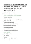 EVIDENCE BASED PRACTICE IN NURSING AND&NewLine;HEALTHCARE FINAL PAPER 2026 COMPLETE&NewLine;ANSWERS HEALTHCARE OUTCOMES&NewLine;PRACTICE RESOURCE&NewLine;