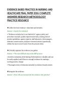EVIDENCE BASED PRACTICE IN NURSING AND&NewLine;HEALTHCARE FINAL PAPER 2026 COMPLETE&NewLine;ANSWERS RESEARCH METHODOLOGY&NewLine;PRACTICE RESOURCE