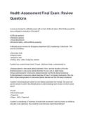 Health Assessment Final Exam&colon; Review Questions Latest 2026&sol;2027 Questions and Verified Solutions&NewLine;