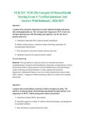 NUR 253 &sol; NUR 256 Concepts Of Mental Health Nursing Exam 4 &vert; Verified Questions And Answers With Rationale &vert; 2026&sol;2027