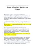 Dosage Calculations Questions & Answers 2026&sol;2027 &vert; Nursing Medication Math Practice
