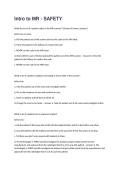 Intro to MR - SAFETY-Exam Questions and Answers