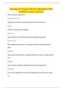 Nursing 112 Exam 2 Review Questions with&NewLine;Verified Correct Answers