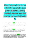 Alpha Phi Alpha Fraternity Inc &ndash; IMPD Process Week 2 Exam &lpar;Latest 2026&sol;2027 Update&rpar; Complete Questions and Guide Answers&comma; 100&percnt; Verified Graded