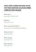 EXCEL CRASH COURSE EXAM 2026 ACTUAL&NewLine;TEST PAPER QUESTIONS SOLUTIONS VERIFIED&NewLine;COMPLETE STUDY PACKAGE