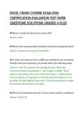 EXCEL CRASH COURSE EXAM 2026&NewLine;CERTIFICATION EVALUATION TEST PAPER&NewLine;QUESTIONS SOLUTIONS GRADED A PLUS