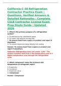 Refrigeration Systems &ndash; California C-38 Refrigeration Contractor Practice Exam &vert; Questions&comma; Verified Answers & Detailed Rationales &vert; 2026 CSLB Contractor License Exam Prep &vert; Compressors&comma; Refrigerant Piping&comma; Controls & System Troubleshooting