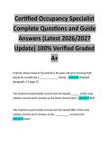 Certified Occupancy Specialist Complete Questions and Guide Answers &lpar;Latest 2026&sol;2027 Update&rpar; 100&percnt; Verified Graded A&plus; 