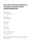 EXCEL CRASH COURSE EXAM 2026 PRACTICE&NewLine;TEST SHEET FULL SOLUTIONS CORRECT&NewLine;ANSWERS PREPARATION SET