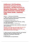 Plumbing Systems &ndash; California C-36 Plumbing Contractor Practice Exam &vert; Questions&comma; Verified Answers & Detailed Rationales &vert; 2026 CSLB Contractor License Exam Prep &vert; Water Supply&comma; Drainage&comma; Venting&comma; Fixtures & Gas Piping