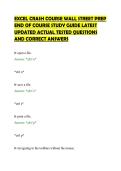 EXCEL CRASH COURSE WALL STREET PREP&NewLine;END OF COURSE STUDY GUIDE LATEST&NewLine;UPDATED ACTUAL TESTED QUESTIONS&NewLine;AND CORRECT ANSWERS