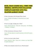 EXCEL CRASH COURSE WALL STREET PREP&NewLine;TERMINAL CERTIFICATION EVALUATION&NewLine;COMPLETE QUESTIONS WITH FULL&NewLine;SOLUTION ALREADY PASSED