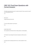 CSE 1321 Final Exam Questions with Correct Answers &ndash; Study Guide & Exam Review