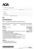 AQA AS Level June 2026 Economics Paper 1 The Operation of Markets and Market Failure Question Paper
