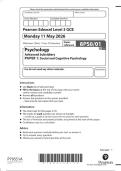 Edexcel AS Level June 2026 Psychology Paper 1 Social and Cognitive Psychology Question Paper