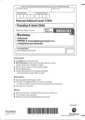 Edexcel A Level June 2026 Business Paper 3 Investigating Business in a Competitive Environment Question Paper