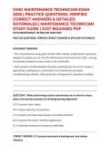 OHIO MAINTENANCE TECHNICIAN EXAM 2026 &vert; PRACTICE QUESTIONS&comma; VERIFIED CORRECT ANSWERS & DETAILED RATIONALES &vert; MAINTENANCE TECHNICIAN STUDY GUIDE &vert; JUST RELEASED PDF
