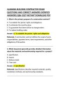 Alabama Building Contractor Exam Questions and Correct Answer