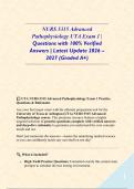 NURS 5315 Advanced Pathophysiology UTA Exam 1 &vert; Questions with 100&percnt; Verified Answers &vert; Latest Update 2026 &ndash; 2027 &lpar;Graded A&plus;&rpar;&NewLine;