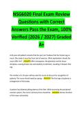 NSG6020 Final Exam Review Questions with Correct Answers Pass the Exam&comma; 100&percnt; Verified &lpar;2026 &sol; 2027&rpar; Graded A&plus;