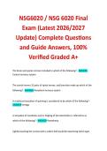 NSG6020 &sol; NSG 6020 Final Exam &lpar;Latest 2026&sol;2027 Update&rpar; Complete Questions and Guide Answers&comma; 100&percnt; Verified Graded A&plus;