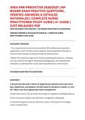 APEA PRE-PREDICTOR 2026&sol;2027 &vert; NP BOARD EXAM PRACTICE QUESTIONS&comma; VERIFIED ANSWERS & DETAILED RATIONALES &vert; COMPLETE NURSE PRACTITIONER STUDY GUIDE &vert; A&plus; GUIDE &vert; JUST RELEASED PDF