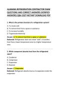 Alabama Refrigeration Contractor Exam Questions and Correct Answer