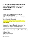 Alabama Residential Roofing Contractor Exam Questions and Correct Answers