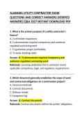 Alabama Utility Contractor Exam Questions and Correct Answers