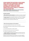 HOME INSPECTOR NATIONAL EXAM &lpar;NHIE&rpar; 2026 &vert; PRACTICE QUESTIONS&comma; VERIFIED CORRECT ANSWERS & DETAILED RATIONALES &vert; COMPLETE HOME INSPECTION STUDY GUIDE &vert; A&plus; GRADED &vert; JUST RELEASED PDF