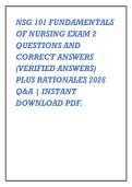 NSG 101 FUNDAMENTALS &NewLine;OF NURSING EXAM 2 &NewLine;QUESTIONS AND &NewLine;CORRECT ANSWERS &NewLine;&lpar;VERIFIED ANSWERS&rpar; &NewLine;PLUS RATIONALES 2026 &NewLine;Q&A &vert; INSTANT &NewLine;DOWNLOAD PDF&period;