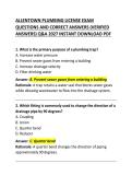 Allentown Plumbing License Exam Questions and Correct Answers