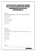 ACCUPLACER TEST -READING&comma;ESL READING SKILLS &vert;ACTUAL QUESTIONS AND VERIFIED ANSWERS&vert;BRAND NEW 2026-2027 UPDATE&vert;GRADED A&plus;