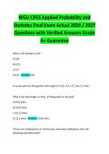 WGU C955 Applied Probability and Statistics Final Exam Actual 2026 &sol; 2027 &NewLine;Questions with Verified Answers Grade A&plus; Guarantee