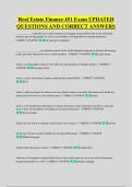 Real Estate Finance 451 Exam UPDATED &NewLine;QUESTIONS AND CORRECT ANSWERS