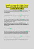 Texas Pre-License- Real Estate Finance &NewLine;Exam UPDATED QUESTIONS AND &NewLine;CORRECT ANSWERS