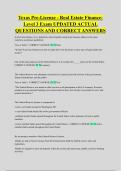Texas Pre-License - Real Estate Finance&colon; &NewLine;Level 3 Exam UPDATED ACTUAL &NewLine;QUESTIONS AND CORRECT ANSWERS